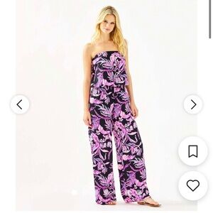 Lilly Pulitzer pink and black patterned jumpsuit in size xs Never worn